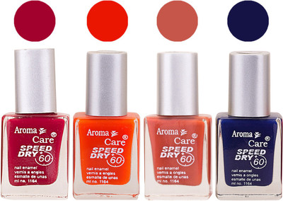 

Aroma Care Maroon Nail Polish Combo 2506201688 Maroon, Orange, Red, Blue(Pack of 4)