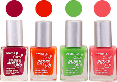 

Aroma Care Maroon Nail Polish Combo 2506201640 Maroon, Orange, Green, Pink(Pack of 4)
