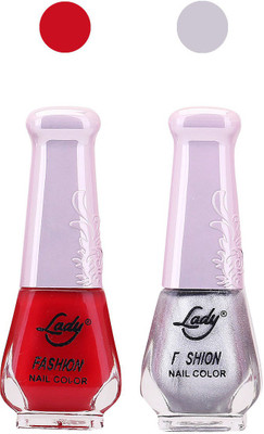 

Lady Fashion Nail Polish Combo 210820177 Red,Silver,(Pack of 2)