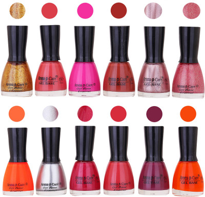 

Aroma Care Wholesale Rate Nail Polish Combo Set of 12 Pcs ( Multicolor) 53 Golden Sparkle, Peach, Neon Pink, Brown, Pink Glaiter, Maganta Glaiter, Light Orange, Silver, Maganta Glaiter, Dark Nude, Wine, Neon Orange(Pack of 12)