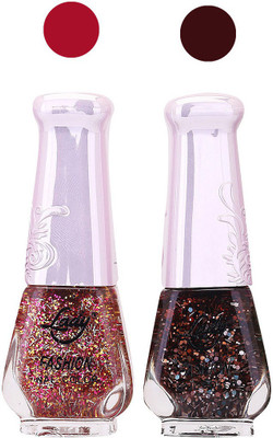 

Lady Fashion Glitter Nail Polish 2909201621 Pink,Brown,(Pack of 2)