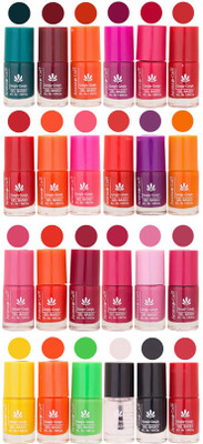 

Aroma Care Black Nail Polish Combo 1706201608 Green, Brown, Pink, Purple, Orange, Red, Peach, Mauve, Pink, Yellow, Neon Green, Base Coat, Black(Pack of 24)