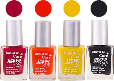 

Aroma Care Maroon Nail Polish Combo 25062016134 Maroon, Orange, Yellow, Black(Pack of 4)