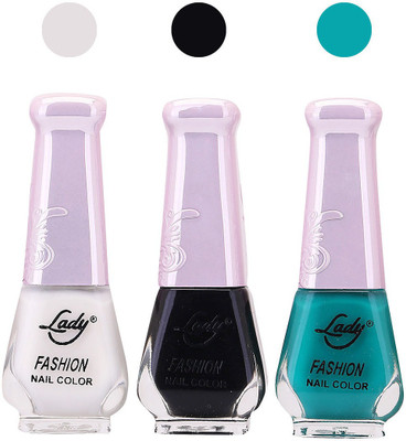 

Lady Fashion Nail Polish 2508201611 White,Black,Green,(Pack of 3)