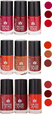 Aroma Care Gel Based Nail Paint Set Of 9 Pcs Multicolor Set 115(Pack of 9)