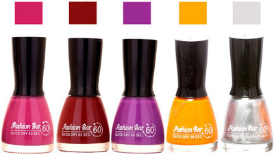 

Fashion Bar Voilet ,Maroon,Purple,Orange Silver Shades Nail Polish 145325 Voilet ,Maroon,Purple,Orange Silver(Pack of 5)