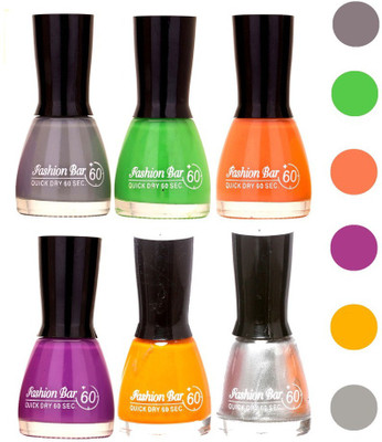 

Fashion Bar Quick Dry Nail Polish (Pack of 6)145 Multicolor,(Pack of 6)
