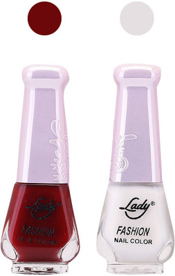 

Lady Fashion Nail Polish 190820161 Maroon,White,(Pack of 2)