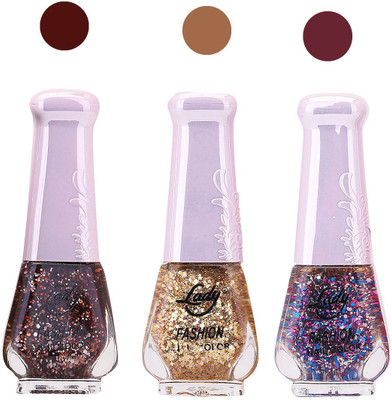 

Lady Fashion Glitter Nail Polish 04102021 Brown,Golden,Purple,(Pack of 3)