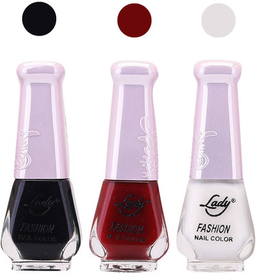 

Lady Fashion Nail Polish 2508201614 Black,Maroon,White,(Pack of 3)