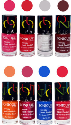

Bonjour Paris Matte Nail Polish Combo 2-9 Multicolor,(Pack of 8)