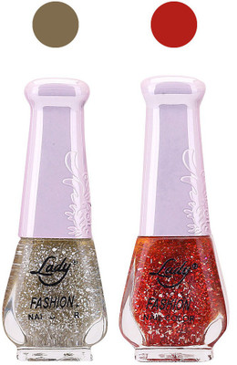 

Lady Fashion Glitter Nail Polish 2909201635 Aquamarine,Red,(Pack of 2)