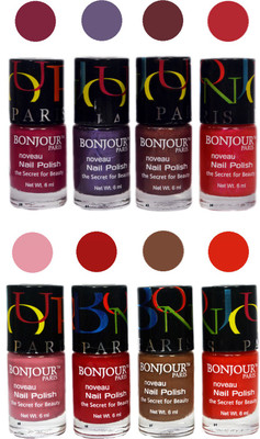 

Bonjour Paris Matte Nail Polish Combo 4-5 Multicolor,(Pack of 8)