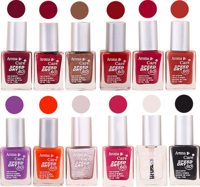 

Aroma Care Orange Nail Polish Combo 909201632 Orange, Pink, Golden, Maroon, Nude, Green, Red, Purple, Silver, Blue, Yellow, Magenta, Peach, Black(Pack of 12)