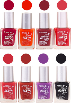 

Aroma Care Orange Matte Nail Polish Combo 01072016128 Maroon, Orange, Golden, Maroon, Green, Magenta, Light Orange, Red, Peach, Purple, Pink, Blue, Yellow, Black, Base Coat, Nude(Pack of 8)