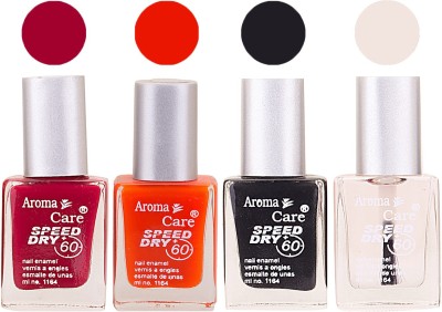 

Aroma Care Maroon Nail Polish Combo 25062016136 Maroon, Orange, Base Coat, Nude(Pack of 4)