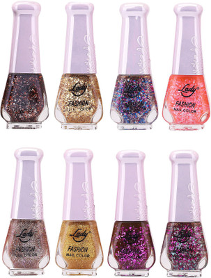 Lady Fashion Trendy Nail Polish 21135 Multicolor,(Pack of 8)