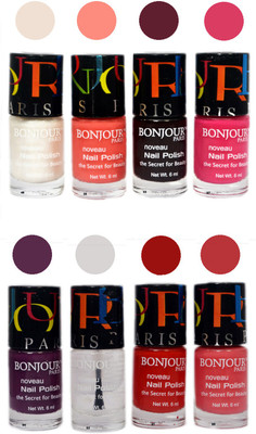 

Bonjour Paris Matte Nail Polish Combo 3-6 Multicolor,(Pack of 8)