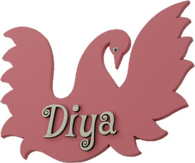 

SNOWFLAKES Wooden Swan Name Plate(Pink)