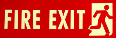 

SIGNAGES Plastic FIRE EXIT SIGN IN NIGHT GLOW Name Plate(Red)