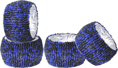 

DakshCraft AB129 Set of 4 Napkin Rings(Blue, Black)
