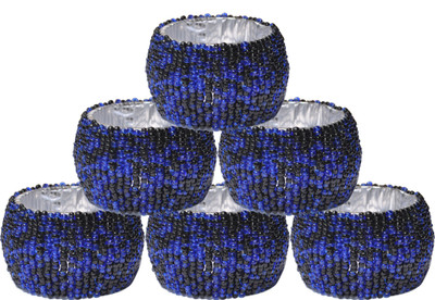 

DakshCraft AB130 Set of 6 Napkin Rings(Blue, Black)