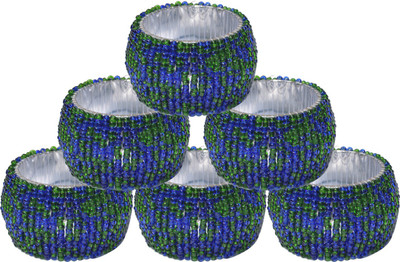 DakshCraft AB134 Set of 6 Napkin Rings(Blue, Green)