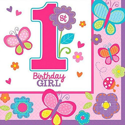 

Amscan Sweet Birthday Girl 1st Birthday Beverage Napkins Pink, Purple Napkins(16 Sheets)