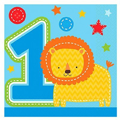 

Amscan One Wild Boy 1st Birthday Beverage Napkins Blue, Yellow Napkins(16 Sheets)