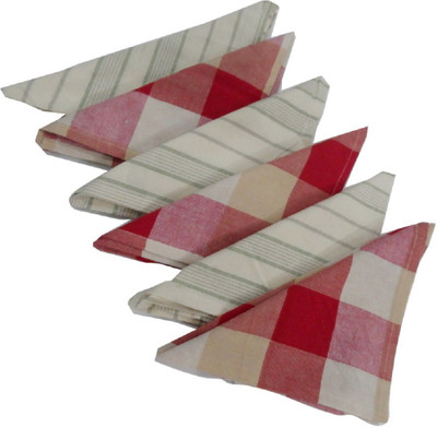 

Snuggle Checks & Stripe Print Styled Multicolor Napkins(6 Sheets)