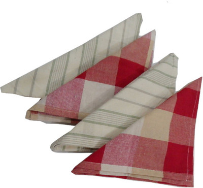 SNUGGLE Checks & Stripe Print Styled Multicolor Cloth Napkins(4 Sheets)
