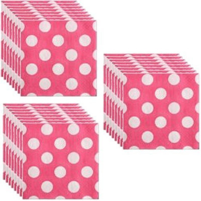 

Unique Hot Pink Polka Dot Party Lunch Napkin Pink Napkins(3 Sheets)