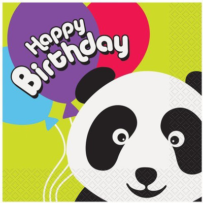 Unique Panda Birthday Luncheon Napkins Black, Yellow, White Napkins(16 Sheets)