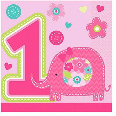 

Amscan One Wild Girl 1st Birthday Beverage Napkins Pink Napkins(16 Sheets)