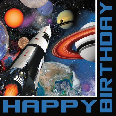 

Creative Converting Space Blast Luncheon Napkin Happy Birthday Multicolor Napkins(16 Sheets)
