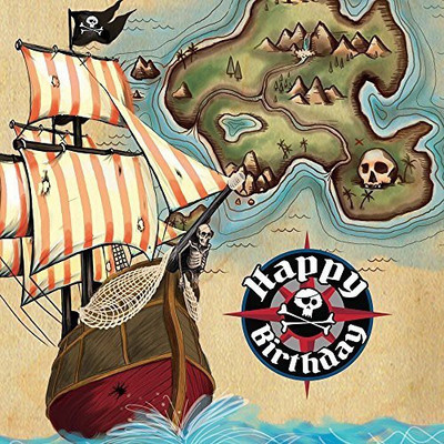 

Creative Converting Pirate's Map 16 Count Paper Lunch Napkins Brown, Black Napkins(16 Sheets)