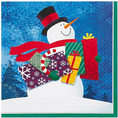 

Unique Snowman Gifts Holiday Beverage Napkins Multicolor Napkins(16 Sheets)