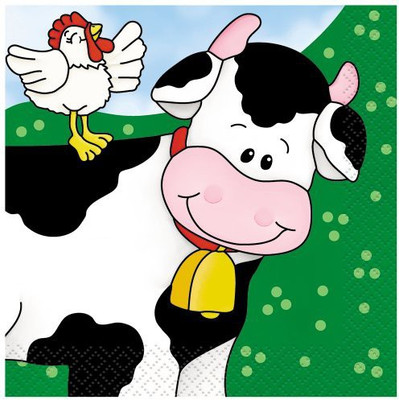 

Unique Farm Party Beverage Napkins Green, White, Black Napkins(16 Sheets)