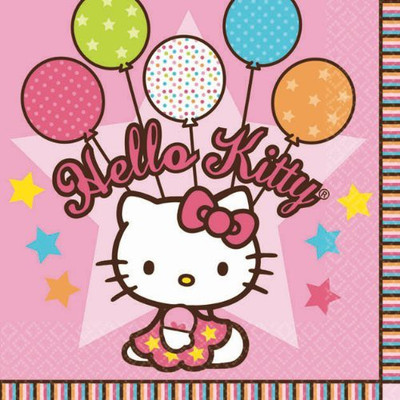 

Amscan Hello Kitty 'Rainbow Stripes' Small Napkins Pink Napkins(16 Sheets)