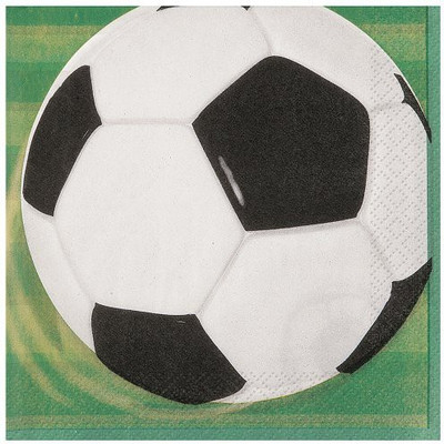 

Unique Soccer Beverage Napkins White, Black Napkins(16 Sheets)