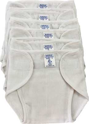 

Super Baby New Just Born 100% Cotton Double Cloth Washable Reusable Padded Cushioned Diaper/Langot with Velcro, (0-3months, White