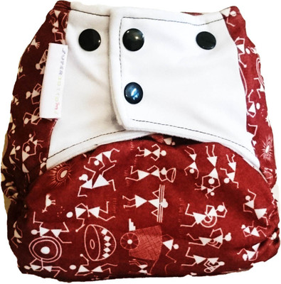 

Superbottoms Warli Art Pocket Diaper with Microfiber Soaker, Brown;white