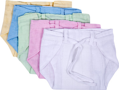 

Baby Joy Baby Joy New Just Born Muslin Double Cloth Nadi Washable Reusable Padded Cushioned Diaper/Langot Mini,(0-3 Months, Multicolor