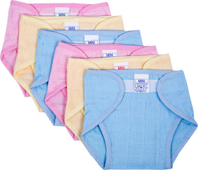 

Baby Joy Baby Joy New Just Born Muslin Cotton Cloth Washable Reusable Padded Cushioned Diaper with Velcro Mini,(0-3 Months, Multicolor