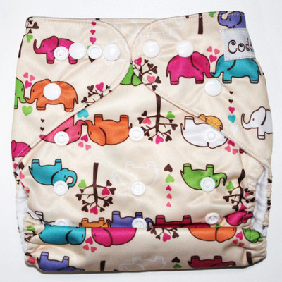 

Coddle Pocket Cloth Diaper plus a Microfiber Insert- African Elephant, Multicolor