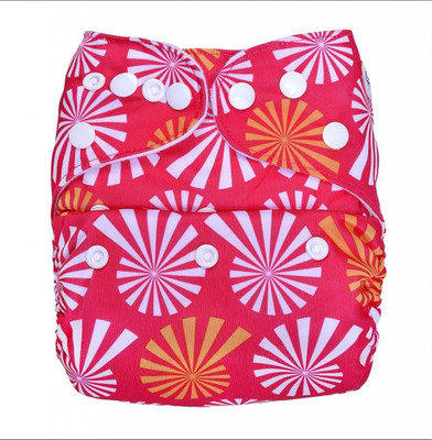 Bumberry Pink Abstract Print Reusable Pocket Style Cloth Diaper With 1 Microfibre Insert For Babies (3-36 Months)