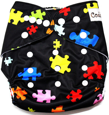 

Coddle Pocket Cloth Diaper plus a Microfiber Insert- Zigsaw Puzzles, Black;red