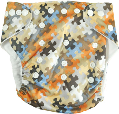 

Babysid Collections All In One Resuable Cloth Diaper Adjsutable 0 To 24 Months (Puzzle Design, Multicolor