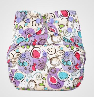 bumberry Adjustable Violet Abstract Print Reusable Cloth Pocket Diaper With 1 Microfiber Insert For Babies (3-36 Months)