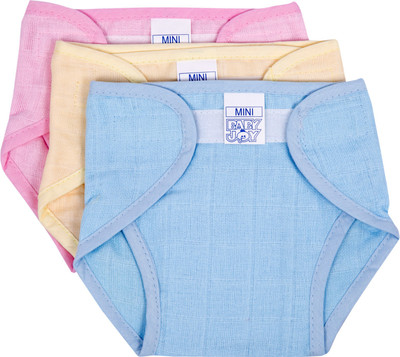 

Baby Joy Baby Joy New Just Born Muslin Cloth Washable Reusable Padded Cushioned Diaper with Velcro Mini, (0-3 Months, Multicolor